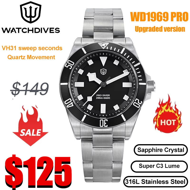 Rolex Watch Submariner - Watchdives WD1969 Pro 38 مللي متر