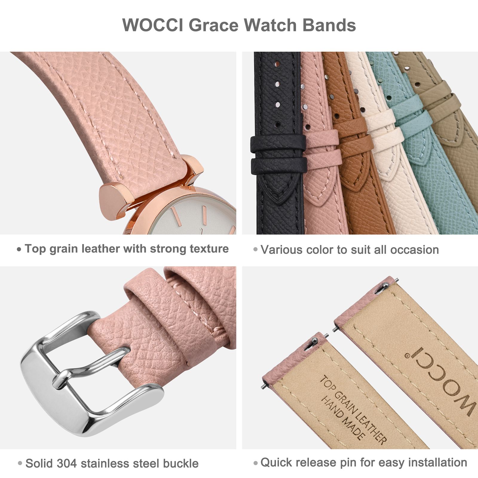 WOCCI حزام ساعة من الجلد المحب - مراجعة Leather Strap Quick Release وسعره