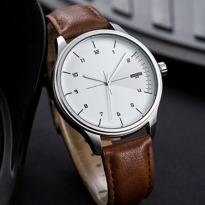 ساعة يد رجالية من YAZOLE، ساعة - مراجعة Leather Watch Band Men وسعره